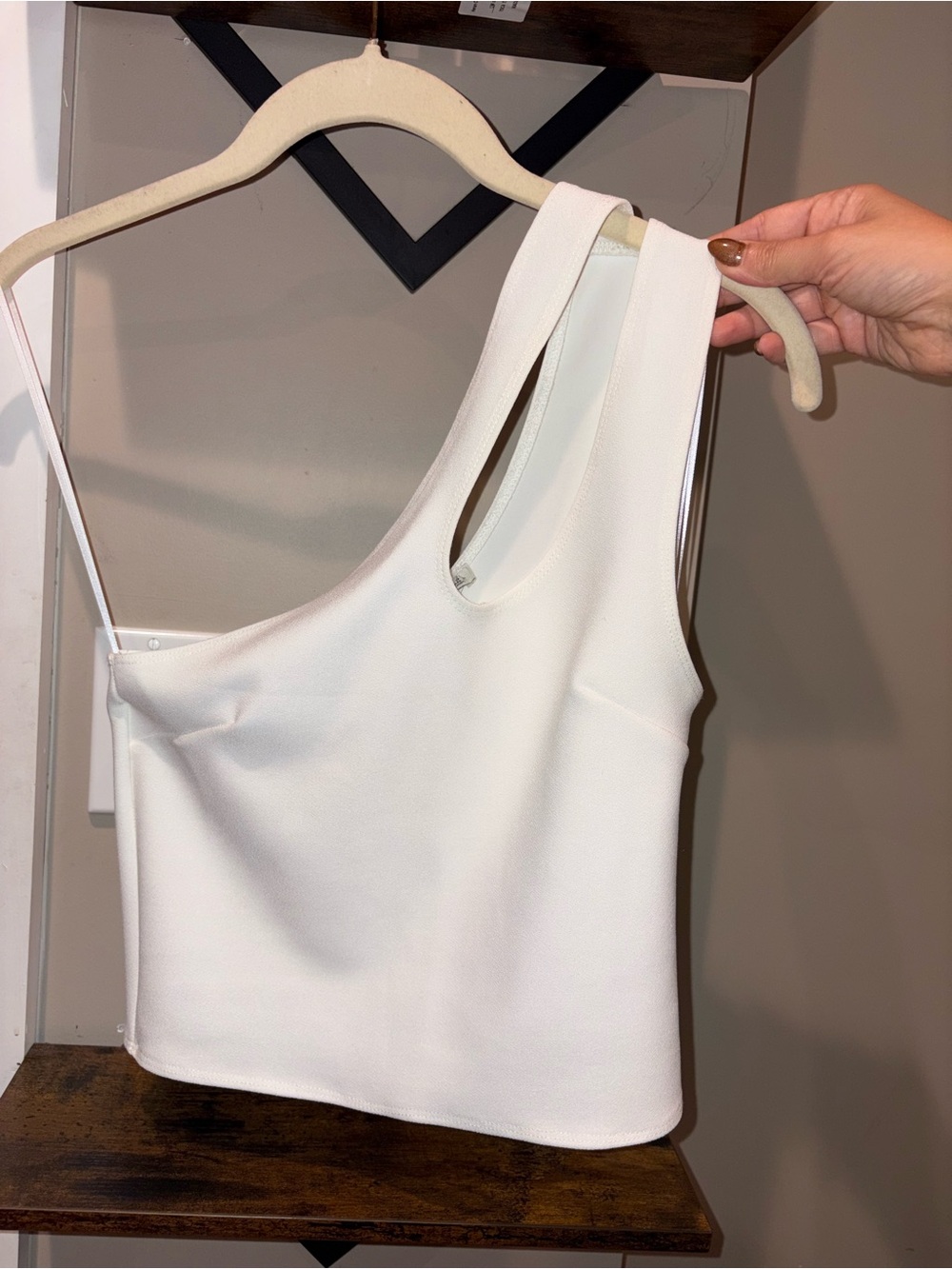 Abercrombie & Fitch White One-Shoulder Camisole